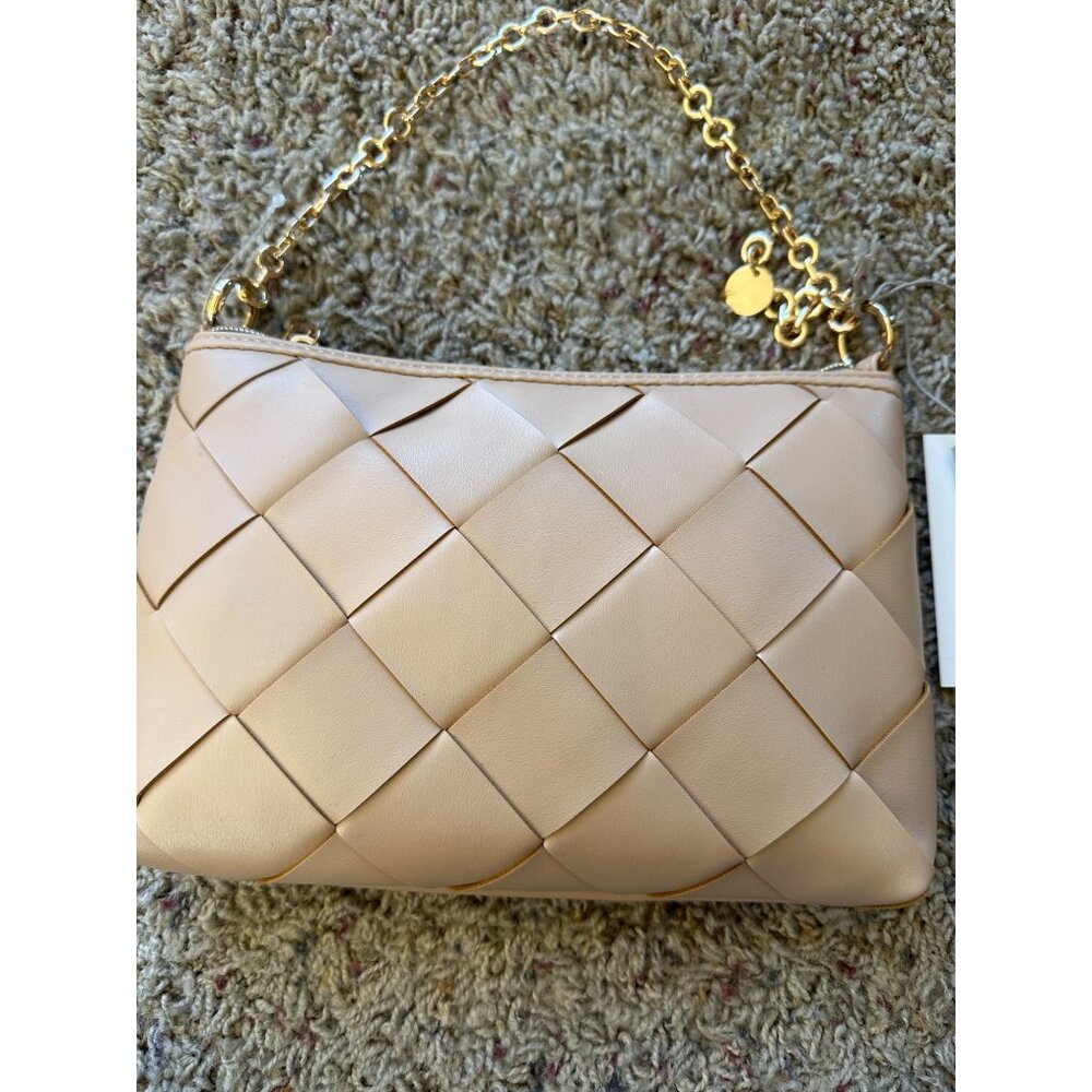 A New Day Womens Woven Shoulder Bag Beige Detachable Gold Chain Handle NEW - Picture 2 of 7